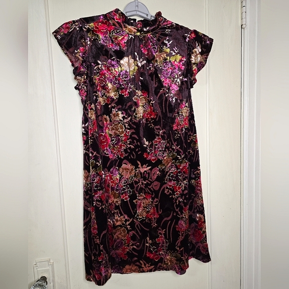 Roy Brand Cottagecore Floral Velvet Mini Dress Multicolor Size Small - Picture 3 of 6